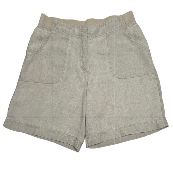 J. Jill 100% Linen Khaki Stretch Waist Shorts Size Small - Picture 1 of 11